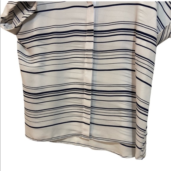 ALFANI white black stripe sheer blouse 10P - Picture 9 of 9